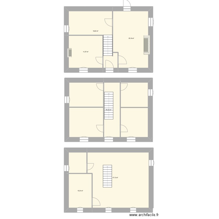 Les Fournets. Plan de 6 pièces et 171 m2