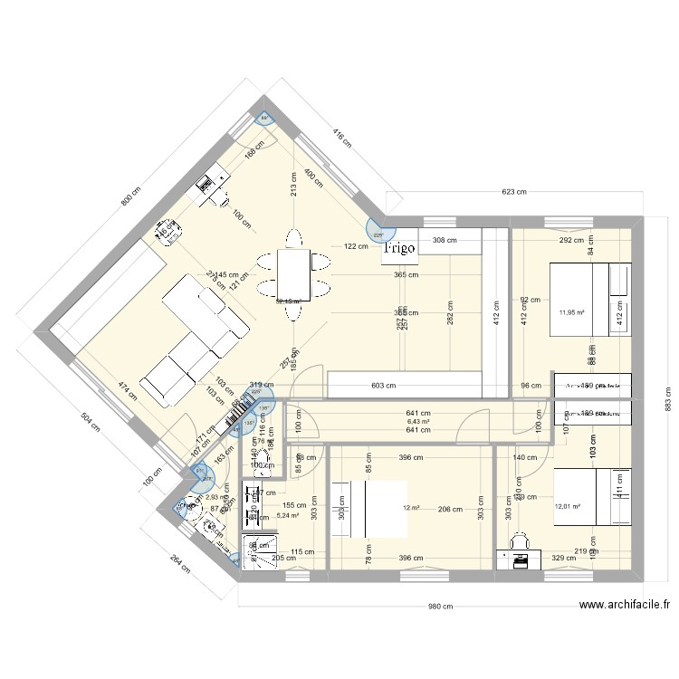 maison new plan. Plan de 8 pièces et 104 m2