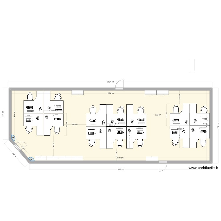 Open PBA. Plan de 1 pièce et 136 m2