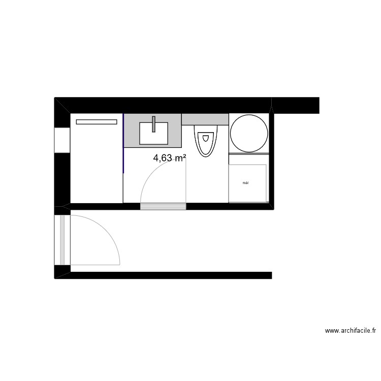 Dom sdb v1. Plan de 1 pièce et 5 m2