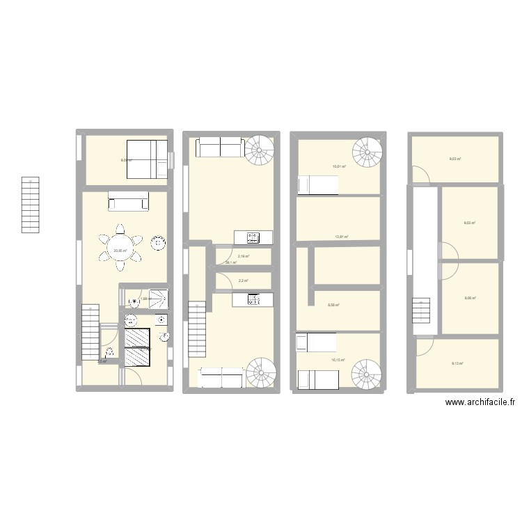studios + chambres saisonniers . Plan de 16 pièces et 168 m2
