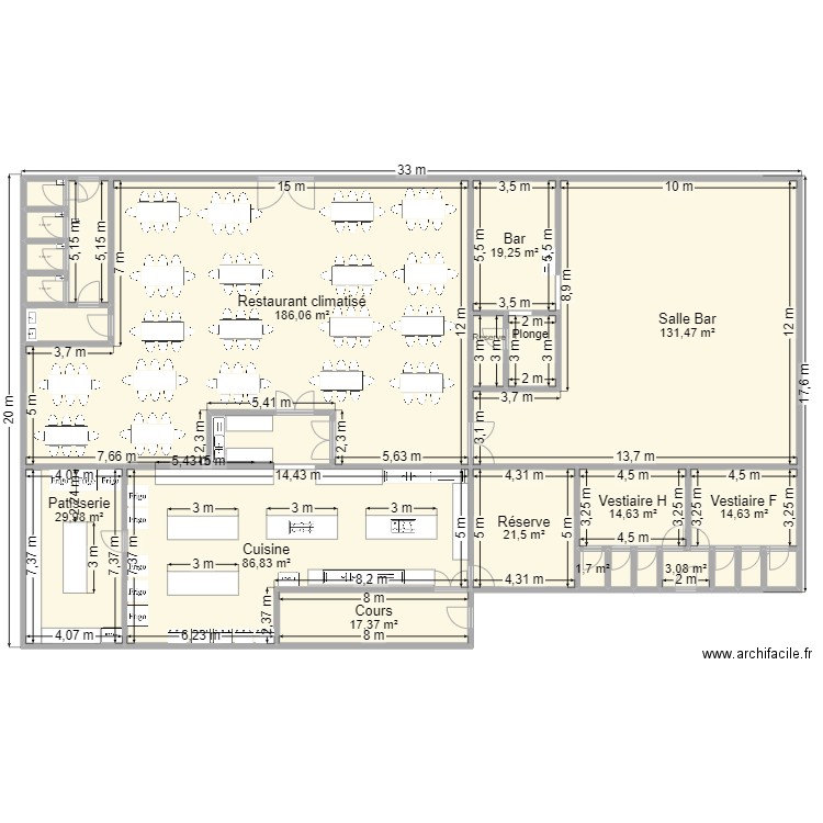 Hôtel Diamarek: nouveau resto 4. Plan de 25 pièces et 576 m2