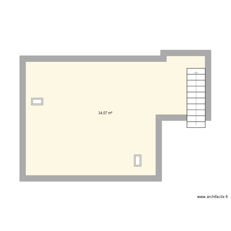 grenier 2e etage 15 . Plan de 1 pièce et 34 m2