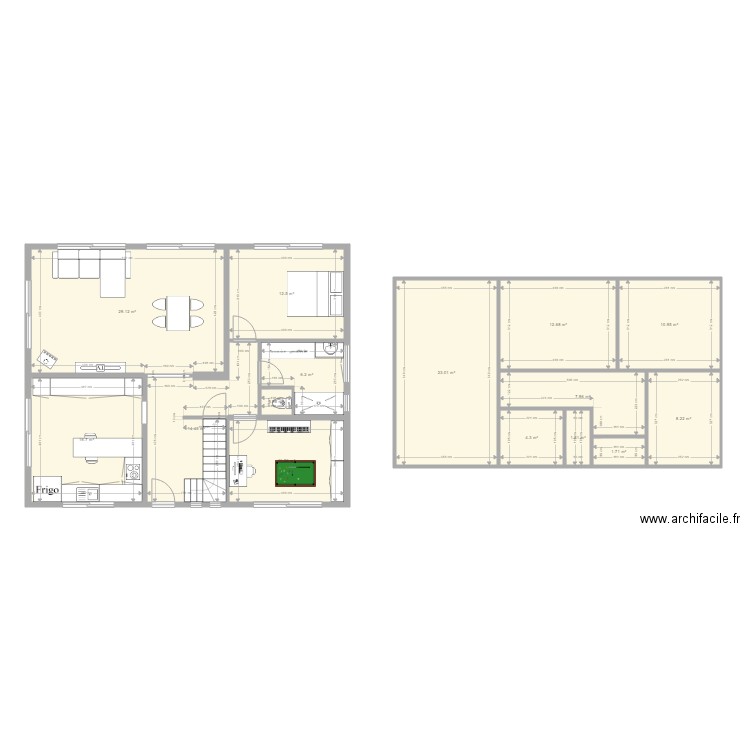 Maison. Plan de 15 pièces et 162 m2