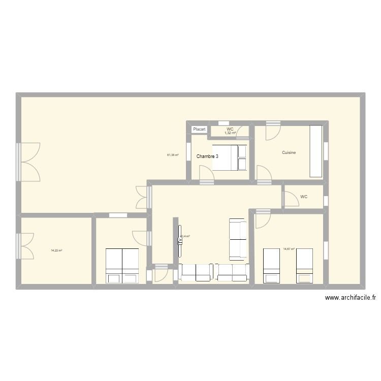 Architecture Maison. Plan de 8 pièces et 93 m2