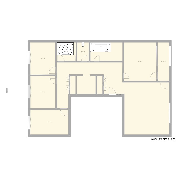 PLAN appartement Meaux avec 2SDB. Plan de 9 pièces et 224 m2