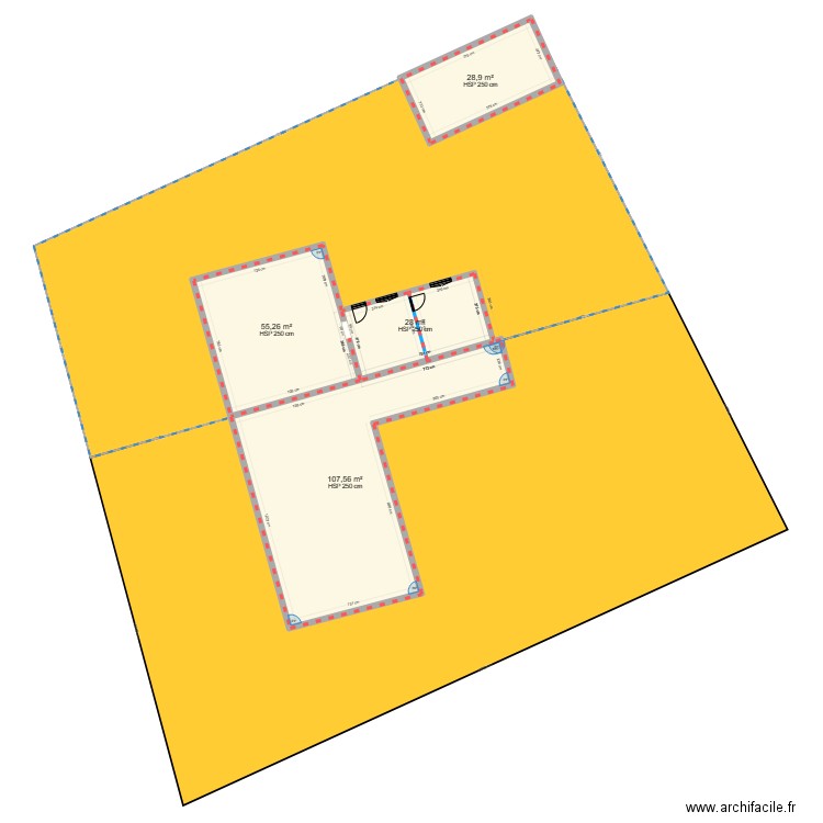 extension maison. Plan de 4 pièces et 220 m2
