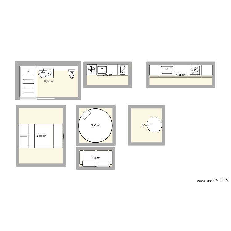 Maison bois. Plan de 7 pièces et 31 m2