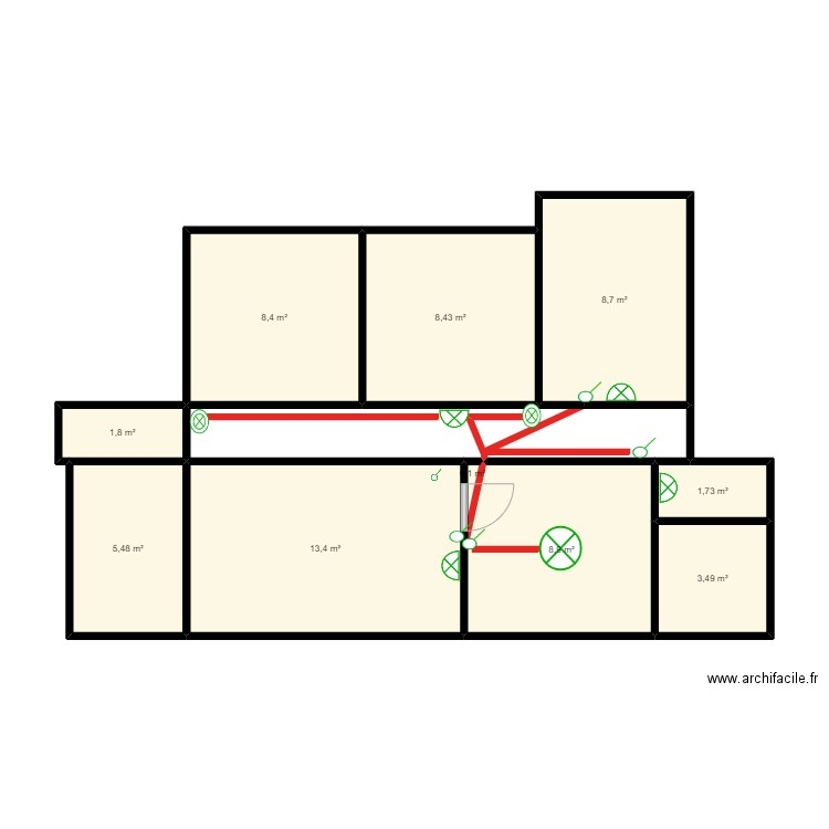 DIALLO2. Plan de 10 pièces et 60 m2