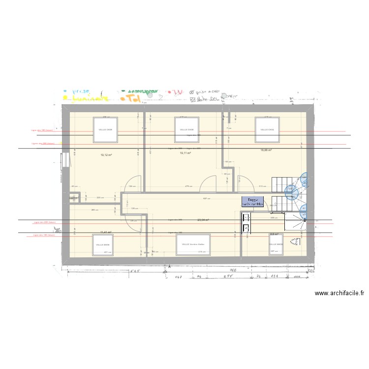 Rénovation Maison - Etat final Test. Plan de 7 pièces et 100 m2