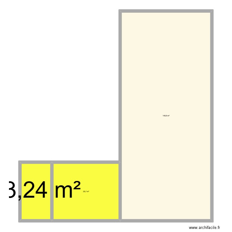 Plan pour mesure mur extérieur. Plan de 3 pièces et 193 m2