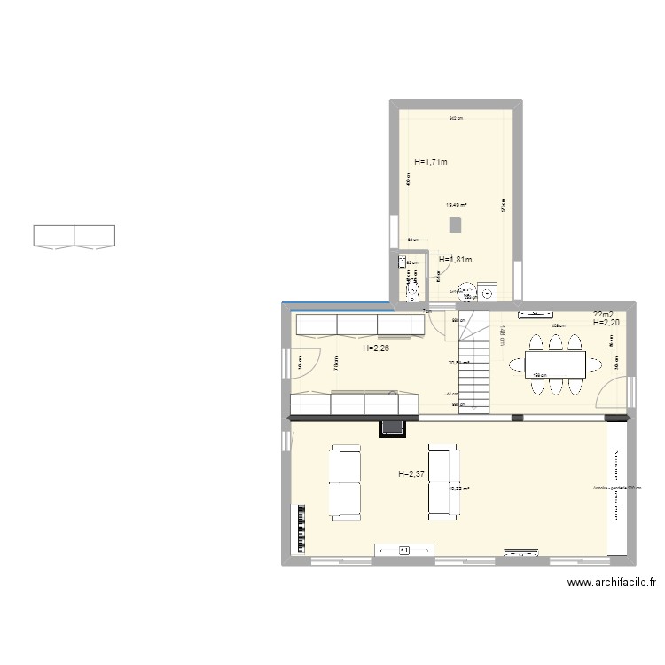 Maison Rouret - RdC - Aissata V2. Plan de 3 pièces et 91 m2