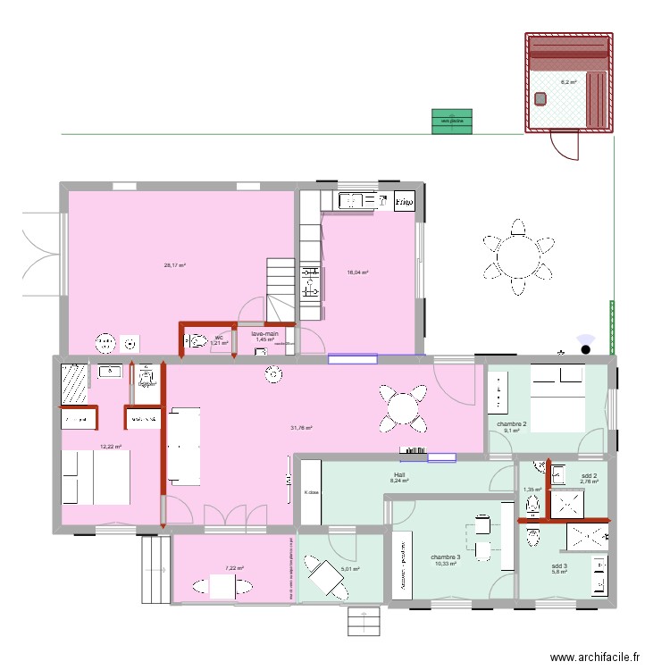 projet 4 ECO +  Allemagne. Plan de 16 pièces et 148 m2