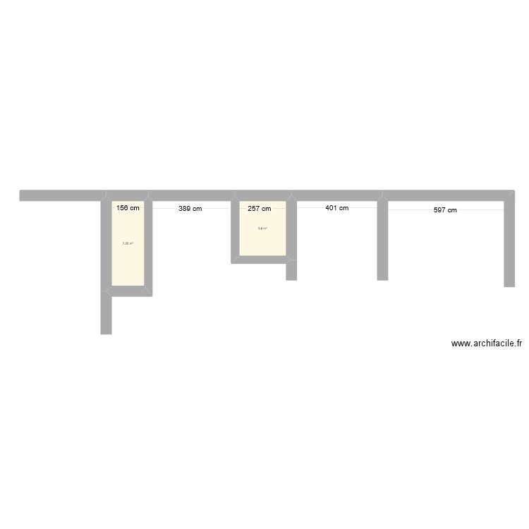 plan mur mitoyen avec Cuthbert 0505 24. Plan de 2 pièces et 14 m2