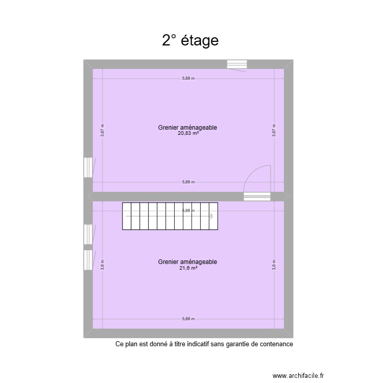 2° étage baelen. Plan de 2 pièces et 42 m2