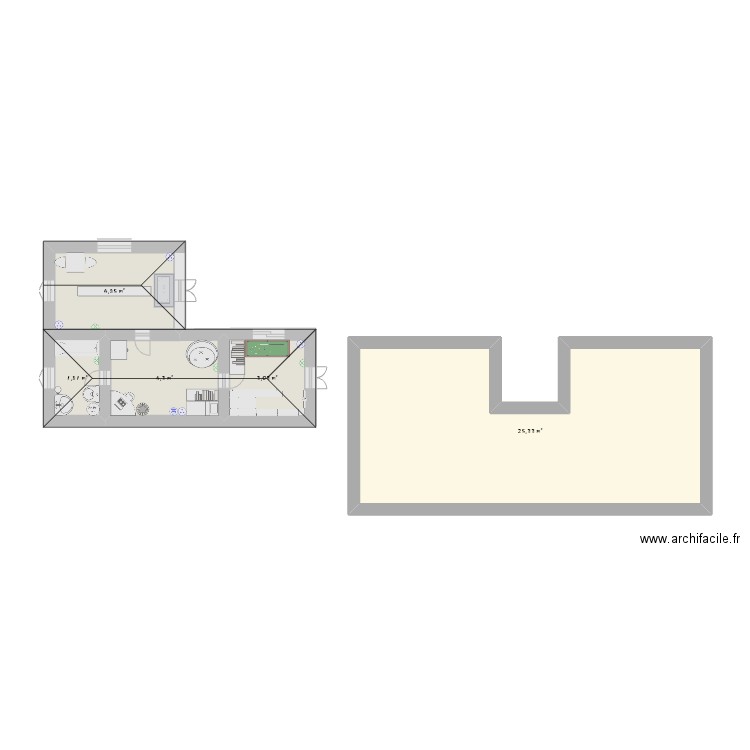 Plan Maison Techno. Plan de 5 pièces et 39 m2