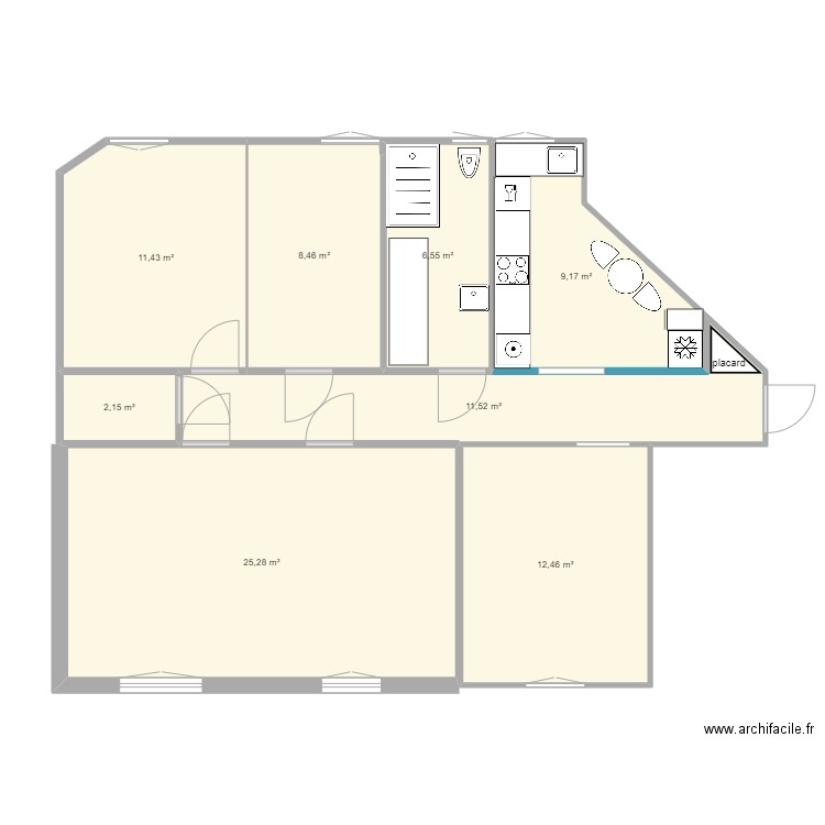 Appartement 10 place de la République_V3. Plan de 8 pièces et 87 m2