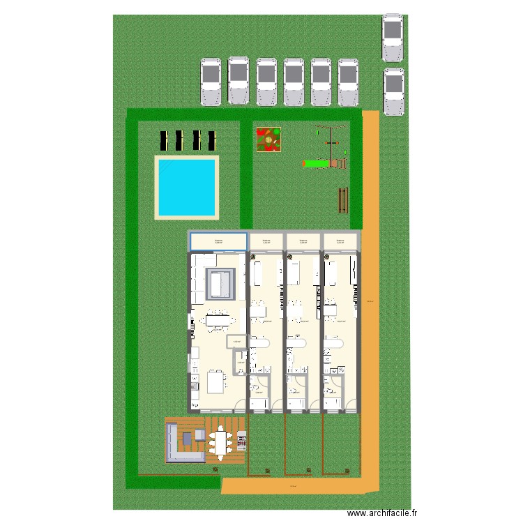 PLAN projet n2 RDC. Plan de 27 pièces et 297 m2