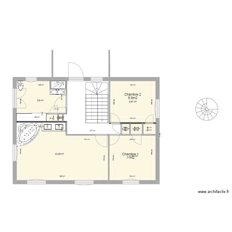 Maison Rouret - R+1. Plan de 7 pièces et 57 m2