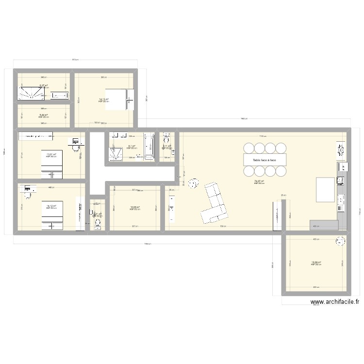 Maison 1. Plan de 11 pièces et 164 m2