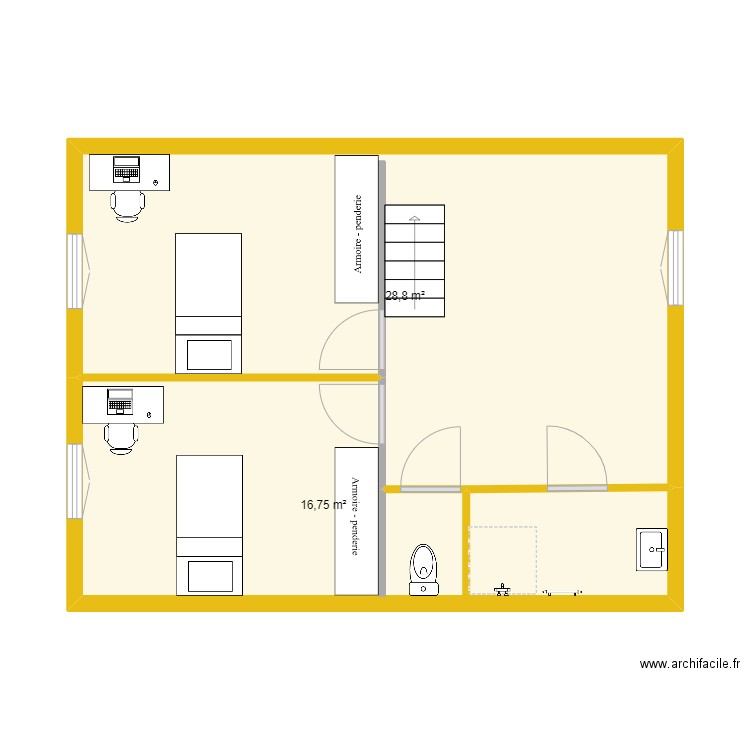 extention AUTRE DISPO. Plan de 2 pièces et 46 m2