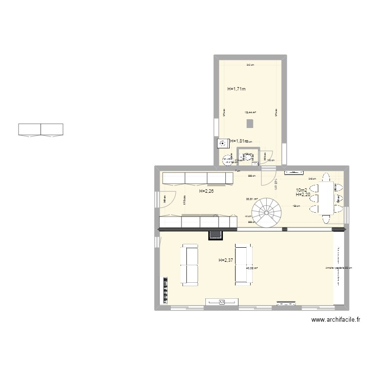 Maison Rouret - RdC - Aissata. Plan de 3 pièces et 91 m2