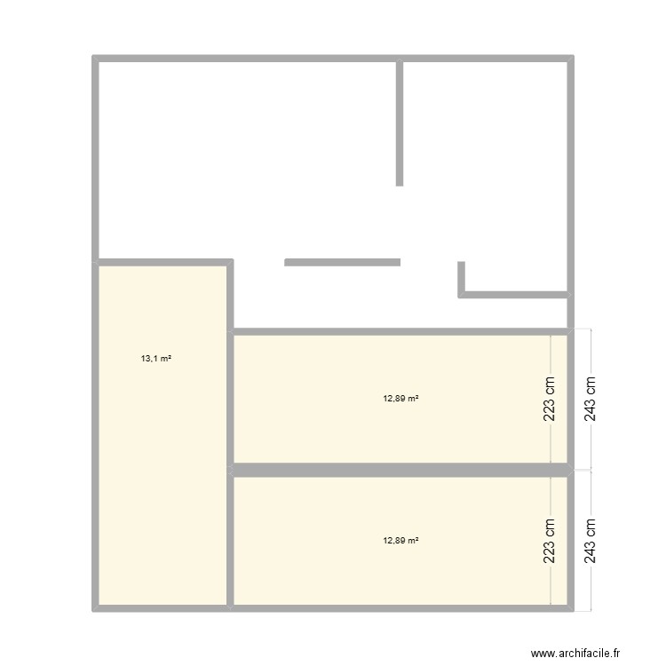 Maison T3 cedric. Plan de 3 pièces et 39 m2