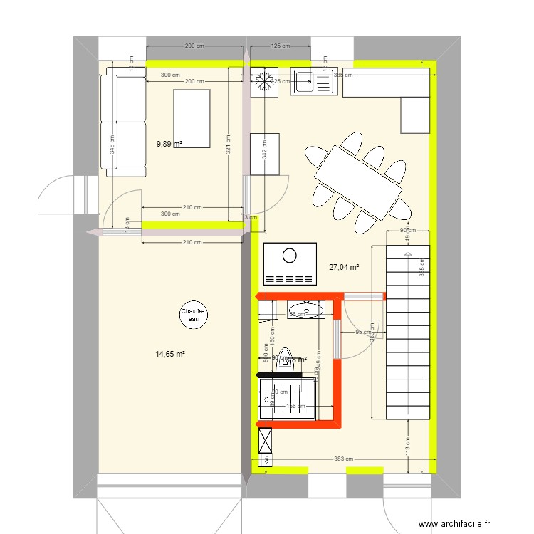RDC_ISOLATION (13cm)_amenagement_V2. Plan de 4 pièces et 61 m2