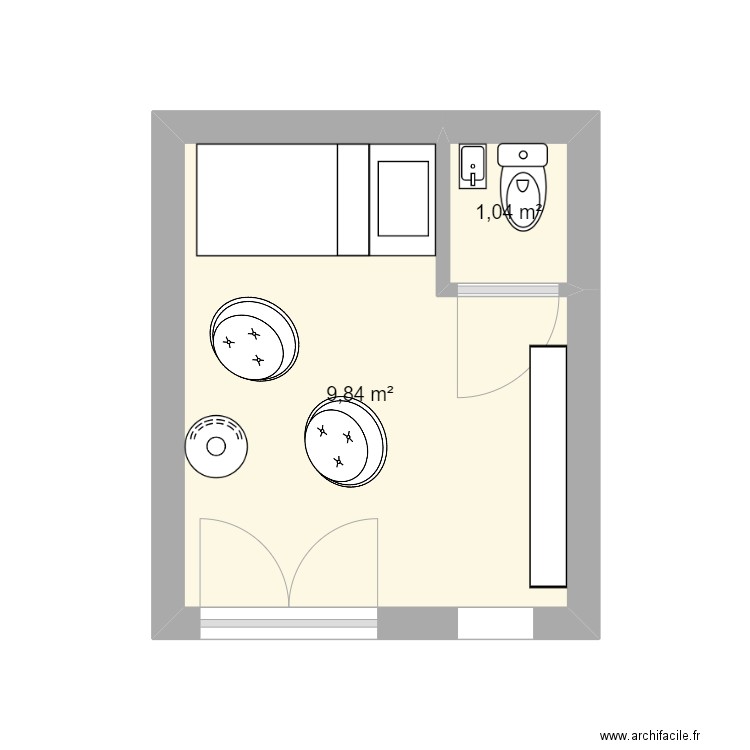 chalet 12 m². Plan de 2 pièces et 11 m2