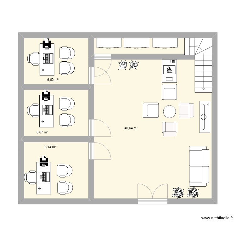 Villa immobilier. Plan de 4 pièces et 62 m2