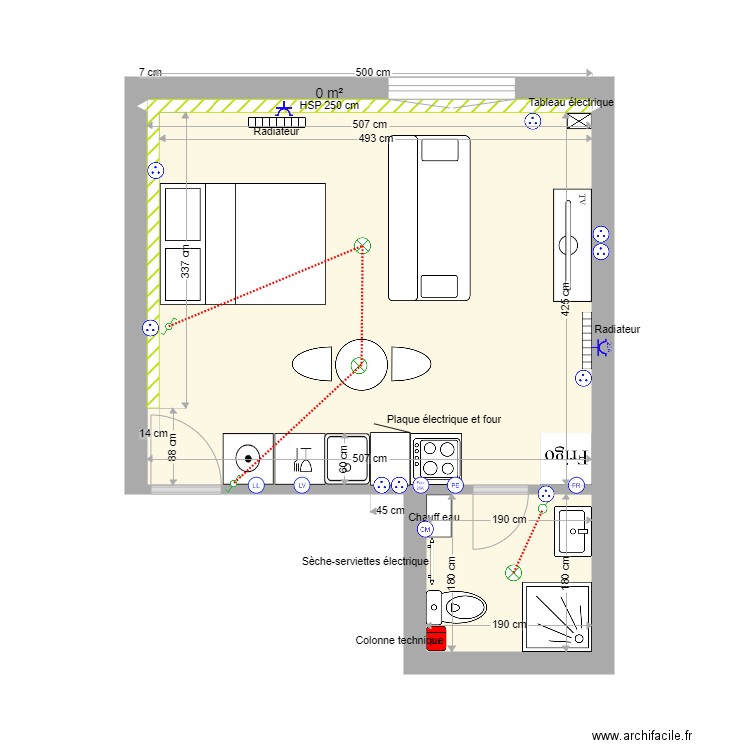 SCI FUMEY - APPART 2 - BLOIS electricité 2. Plan de 3 pièces et 24 m2