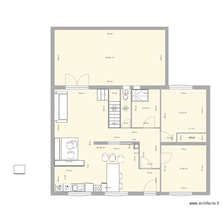 Maison Guy Moquet ouvert. Plan de 8 pièces et 112 m2