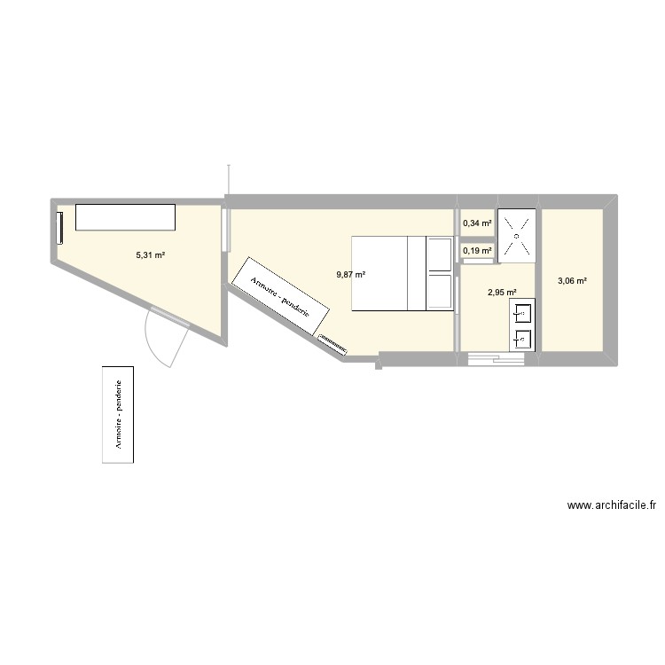 Lagny suite parentale 2. Plan de 6 pièces et 22 m2