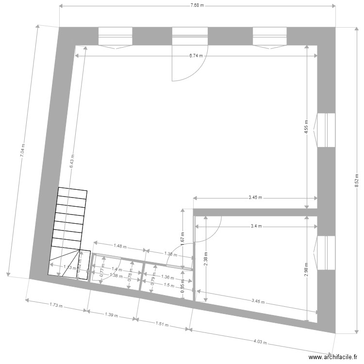 Jarnac rdc 1. Plan de 4 pièces et 49 m2