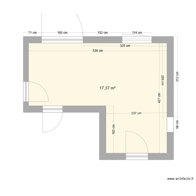 Kitchen 19b. Plan de 1 pièce et 17 m2