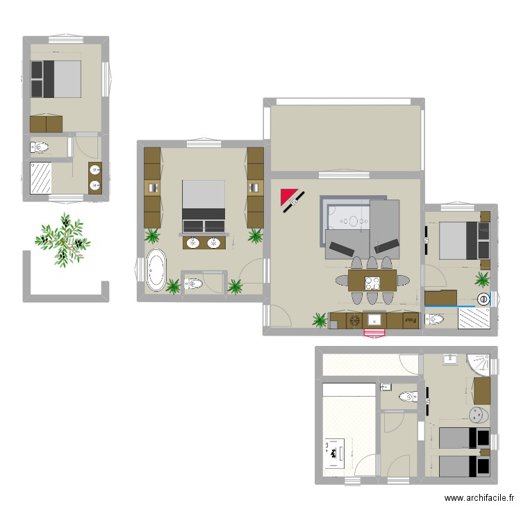 Seborga 2 chambres. Plan de 13 pièces et 120 m2