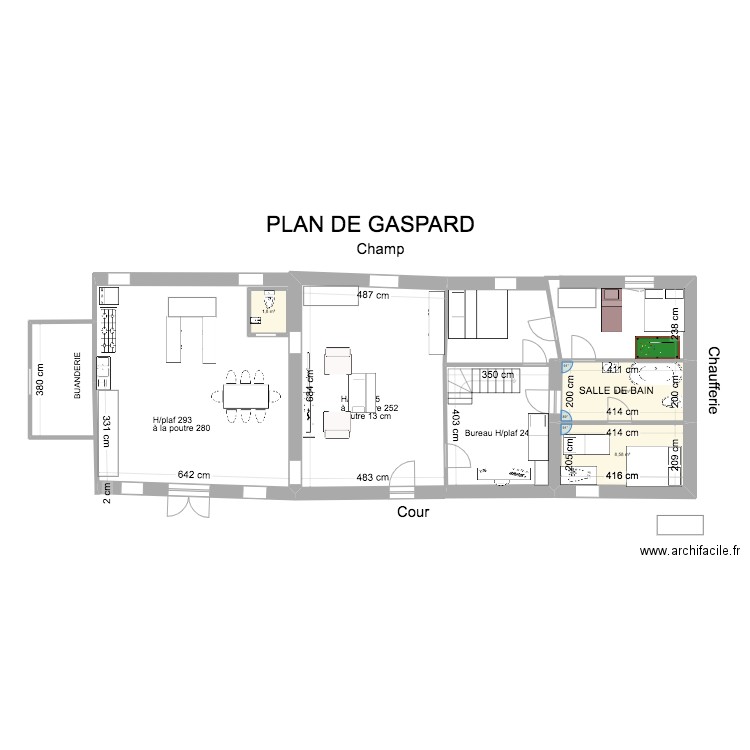 BREVIANDE Plan RdC GASPARD. Plan de 3 pièces et 19 m2