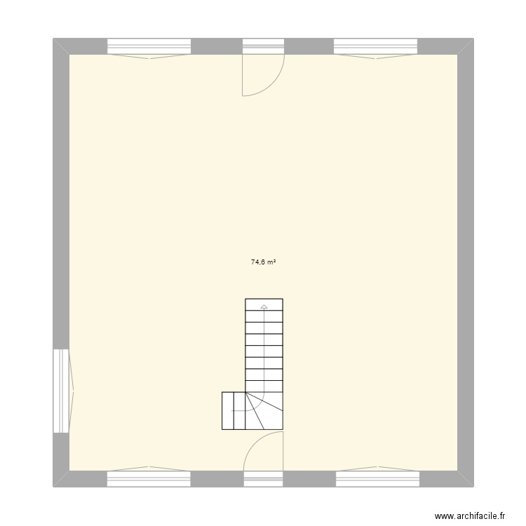Maison cube . Plan de 1 pièce et 75 m2