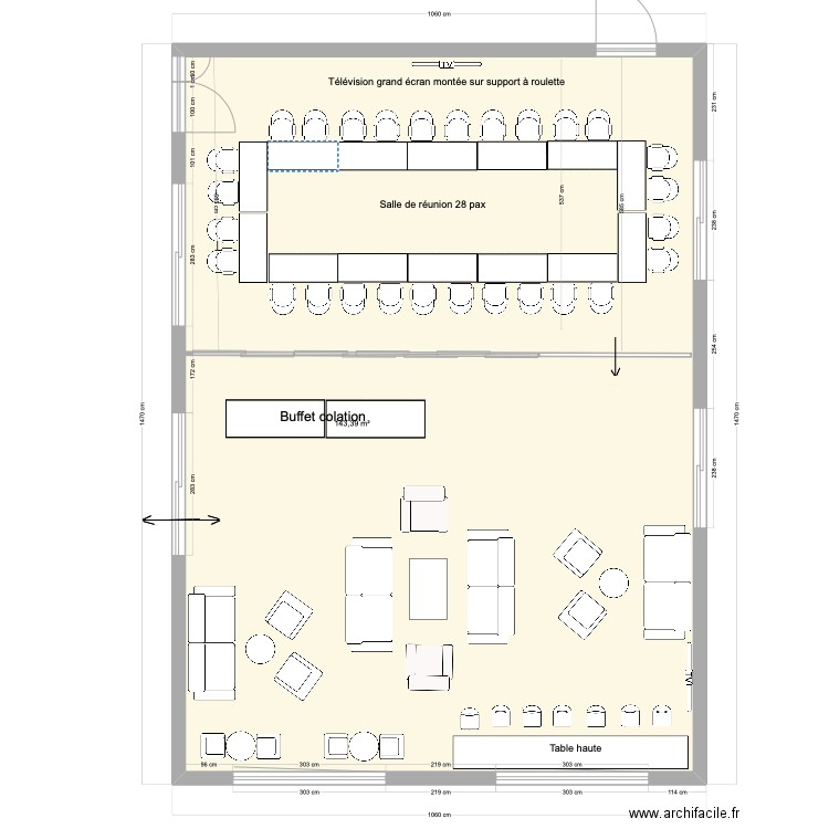 Hotel Ivato salle conf A. Plan de 1 pièce et 143 m2