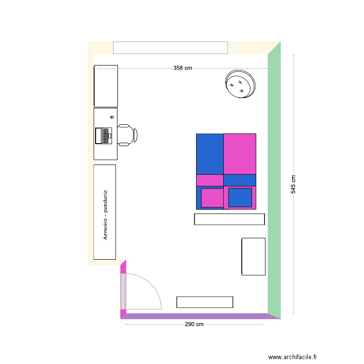 chambre sophia A. Plan de 1 pièce et 19 m2