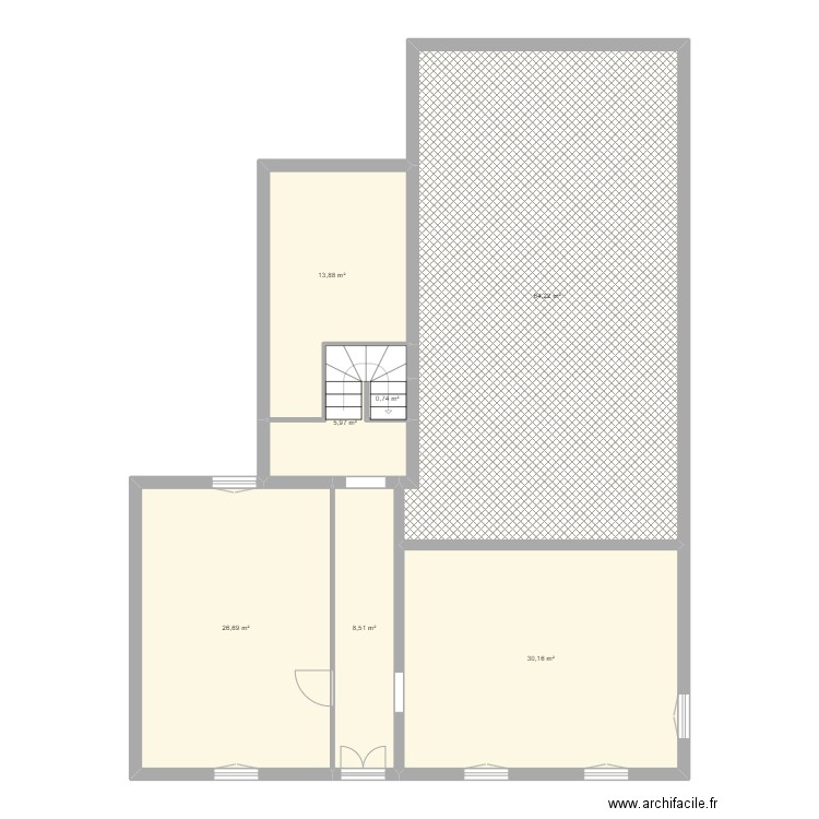 PROJET CHATEAUNEUF RDC. Plan de 7 pièces et 150 m2