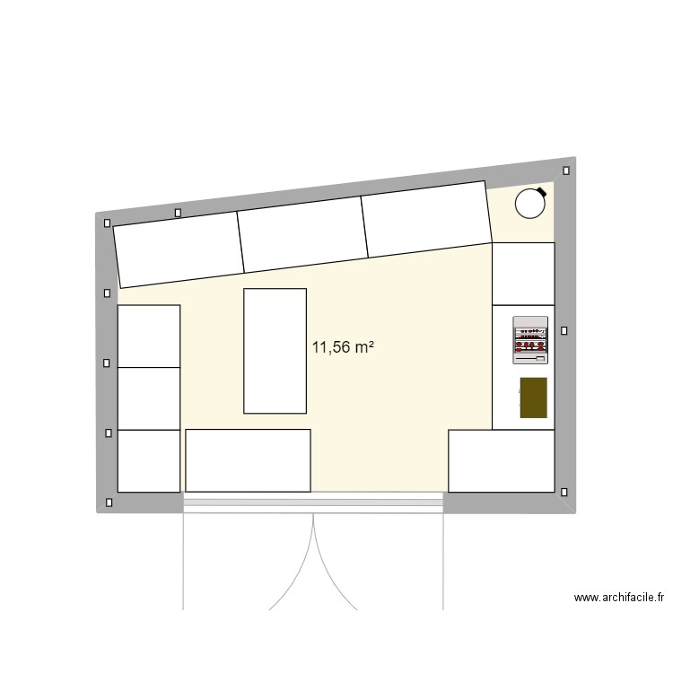 Balcon 02. Plan de 1 pièce et 12 m2