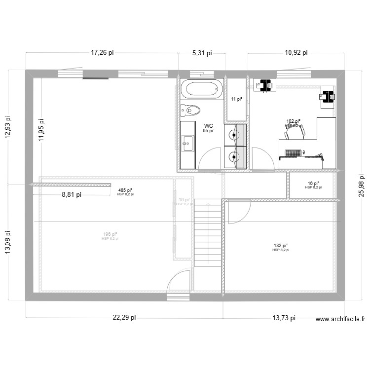 Maison Serge. Plan de 10 pièces et 149 m2