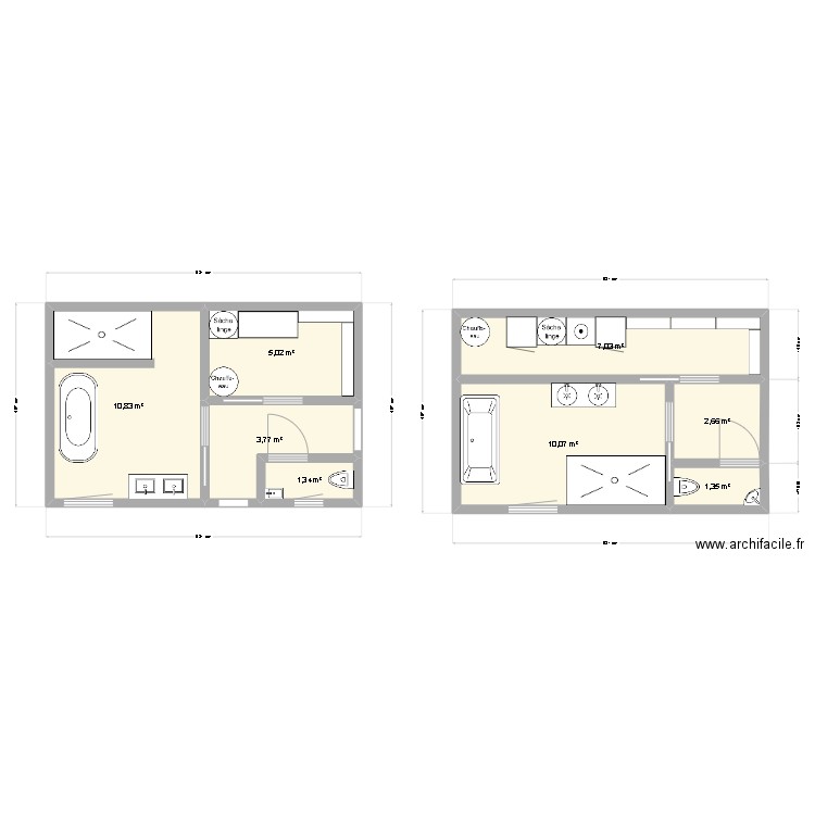 Extension. Plan de 8 pièces et 42 m2