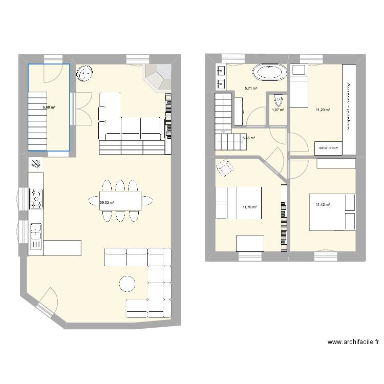 BL_RDC_V1. Plan de 8 pièces et 112 m2