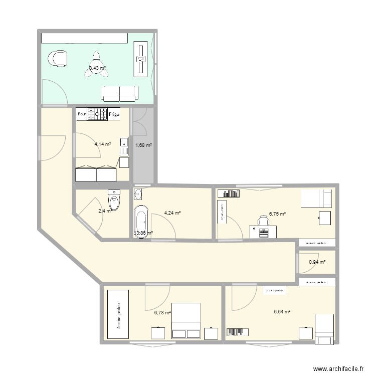 Appartement Ph. Plan de 10 pièces et 56 m2