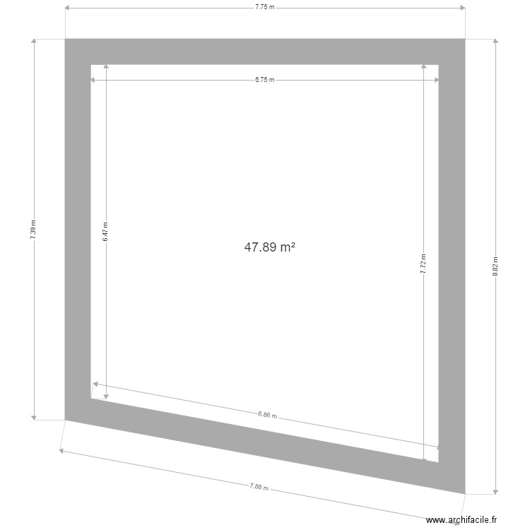 Jarnac base. Plan de 1 pièce et 48 m2