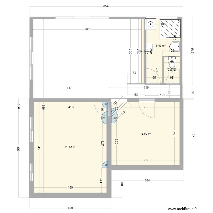 PLAN 4. Plan de 5 pièces et 42 m2