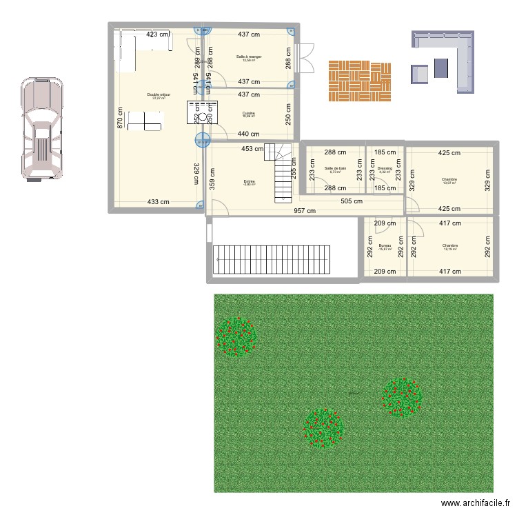Villa maria. Plan de 10 pièces et 126 m2
