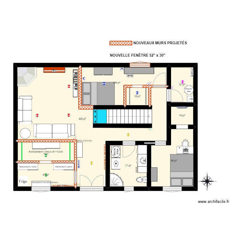 croquis Maison Toon - Sous-sol 1.6. Plan de 9 pièces et 80 m2